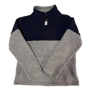𝅺children’s Place Fleece Pullover Quarter Zip Navy Gray